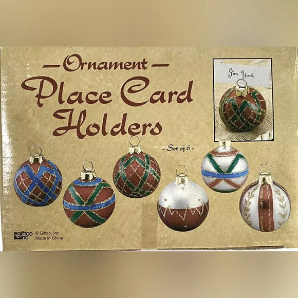 Vintage Place Card Name Holders Holiday Glitter Sparkling Set 6 - Picture 1 of 5